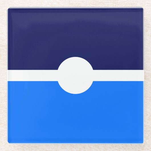 Helle blaue Navy weiße, moderne Streifen Glasuntersetzer (Vorderseite)