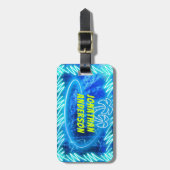 Helle blaue Neon glühender Pool Wasserwaagen Palm Gepäckanhänger (Vorderseite vertikal)