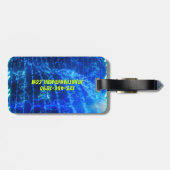 Helle blaue Neon glühender Pool Wasserwaagen Palm Gepäckanhänger (Rückseite horizontal)