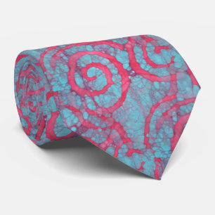 Helle Blaue Rosa Funky Batik Spiralen Muster Krawatte