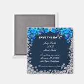 Helle blaue Rose Schneeflocken Save the Date Weihn Magnet (Vorderseite/Rückseite)