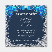Helle blaue Rose Schneeflocken Save the Date Weihn Magnet (Vorne)