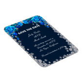 Helle blaue Rose Schneeflocken Save the Date Weihn Magnet (Rechte Seite)
