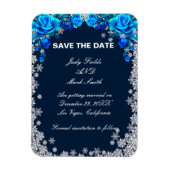 Helle blaue Rose Schneeflocken Save the Date Weihn Magnet (Vertikal)