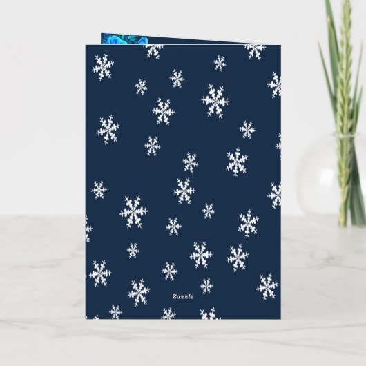 Helle blaue Rose Schneeflocken Weihnachten Hochzei Programm (Rückseite)