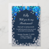 Helle blaue Rose Schneeflocken Weihnachts-Brautjun Einladung (Vorderseite)