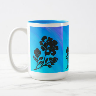 Helle blaue Rose Silhouette Art 15 oz. Tasse