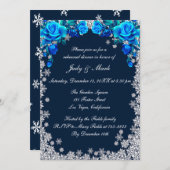 Helle blaue Rose Snowflake Probe Abendessen Einladung (Vorne/Hinten)