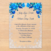 Helle blaue Rose Snowflake Weihnachten Acryleinladungen (Vorderseite)