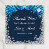 Helle blaue Rose Snowflake Weihnachten Geschenkanhänger (Rückseite)