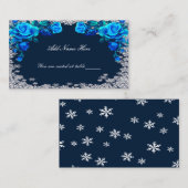 Helle blaue Rose Snowflake Weihnachten Platzkarte (Vorne/Hinten)