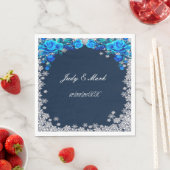 Helle blaue Rose Snowflake Weihnachten Serviette (Beispiel)