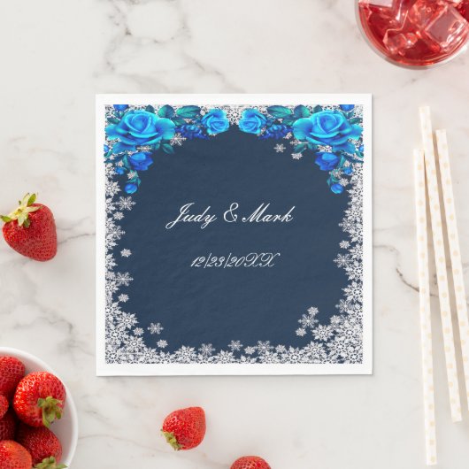 Helle blaue Rose Snowflake Weihnachten Serviette (Beispiel)