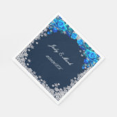 Helle blaue Rose Snowflake Weihnachten Serviette (Ecke)