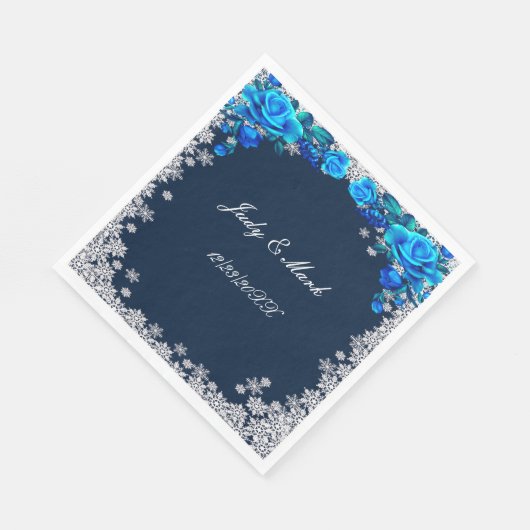 Helle blaue Rose Snowflake Weihnachten Serviette (Ecke)