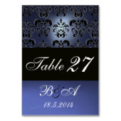 HELLE BLAUE SCHWARZ-WEISS CLASSY DAMASK MONOGRAM TISCHNUMMER (Rückseite)