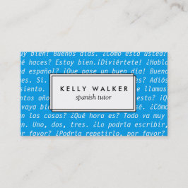 Helle blaue spanische Sprachtypographie Visitenkarte