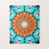 Helle blaue und orange sternförmige Mandala Puzzle (Vertikal)