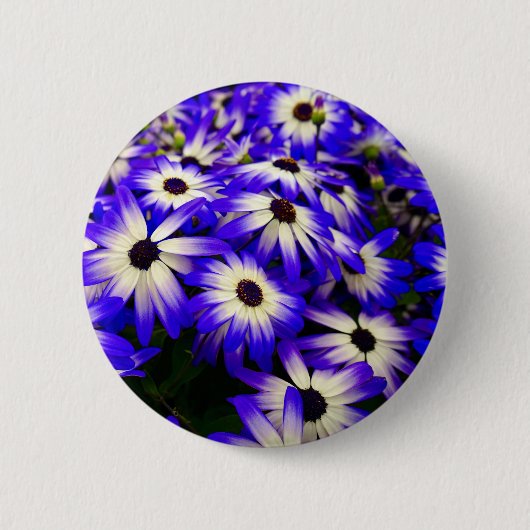 Helle blaue und weiße digitale Blume Button (Vorderseite)
