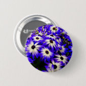Helle blaue und weiße digitale Blume Button (Vorne & Hinten)