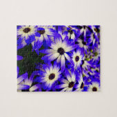 Helle blaue und weiße digitale Blume Puzzle (Horizontal)