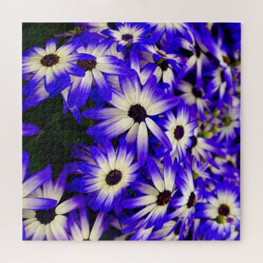 Helle blaue und weiße digitale Blume Puzzle (Horizontal)