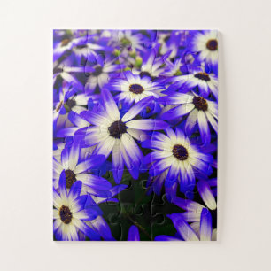 Helle blaue und weiße digitale Blume Puzzle