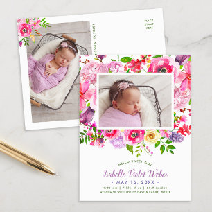 Helle Blooms Foto Geburtsankündigung Postkarte