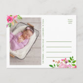Helle Blooms Foto Geburtsankündigung Postkarte (Rückseite)