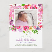 Helle Blooms Foto Geburtsankündigung Postkarte (Vorderseite)