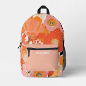Helle, blorrosa und orange bedruckter rucksack (Vorderseite)