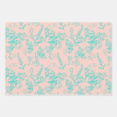 Helle Blu & Peach Wildblume Untere Linie Art Geschenkpapier Set (Vorderseite)