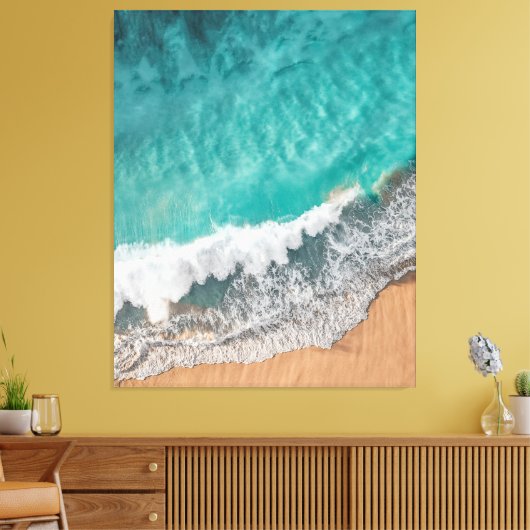 Helle Blue Calm Ocean Shore Holzwand Art iPad Ai Leinwanddruck (Insitu (Wohnzimmer))