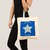 Helle Blue Celebration Star Custom Totbeutel Tragetasche (Vorderseite (Produkt))