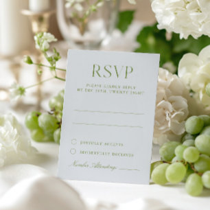 Helle Blue & Sage Green Elegante Wedding RSVP Card Karte