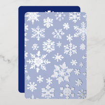 Helle Blue Silver Snowflake Foil Flat Holiday Card