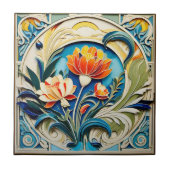 Helle Blume Art Deco Keramik Tile Fliese (Vorderseite)