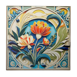 Helle Blume Art Deco Keramik Tile Fliese