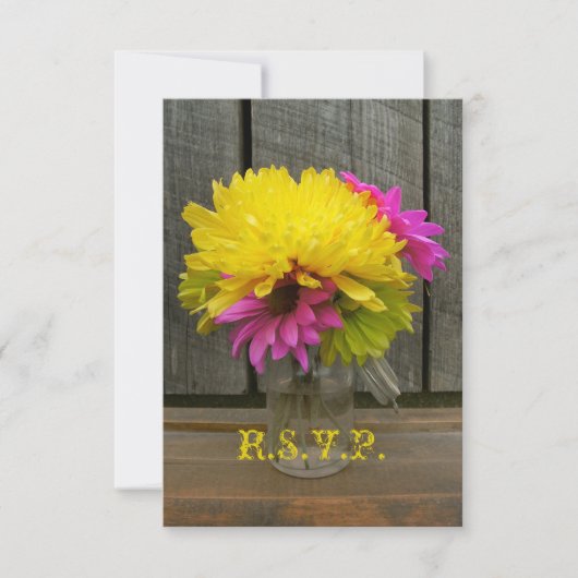 Helle Blume & Barnwood Wedding RSVP Karte (Vorderseite)
