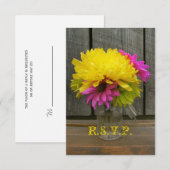 Helle Blume & Barnwood Wedding RSVP Karte (Vorne/Hinten)