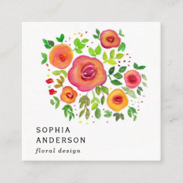 Helle Blume Blumenstrauß, Aquarellmalerei Quadratische Visitenkarte