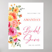 Helle Blume Blumenzitrus Brautparty WILLKOMMEN Poster (Vorne)