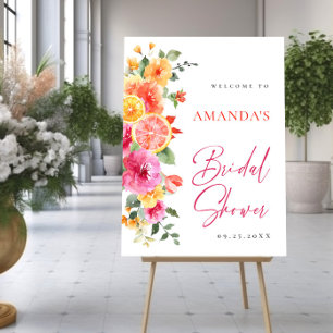Helle Blume Blumenzitrus Brautparty WILLKOMMEN Poster