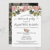 Helle Blume Boho Floral Retirement Party Foto Einladung (Vorne/Hinten)