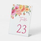 Helle Blume Citrus Brautparty Tischnummer Sockelschild (Vorderseite)