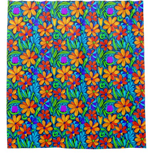 Helle Blume der Folklore Duschvorhang (Vorderseite)