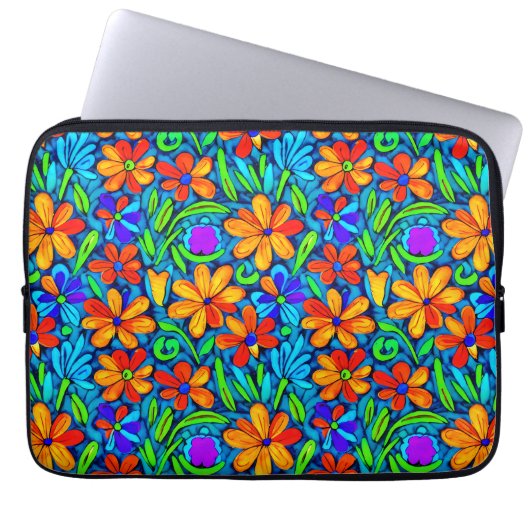 Helle Blume der Folklore Laptopschutzhülle (Vorderseite)