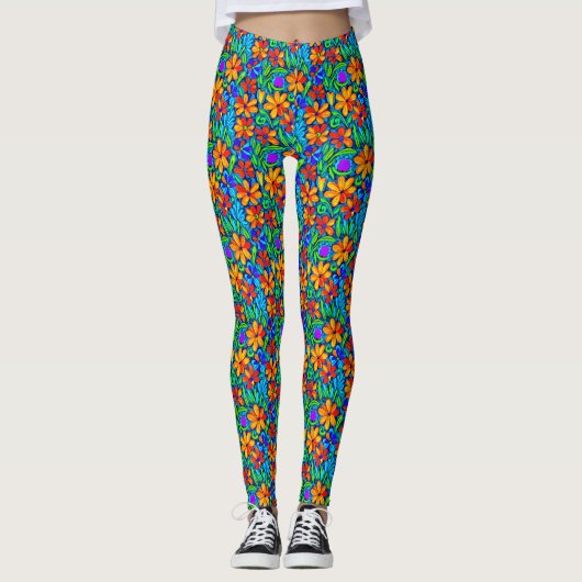 Helle Blume der Folklore Leggings (Vorderseite)