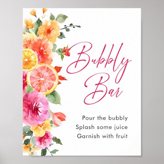 Helle Blume Floral Citrus Bridbly Bubbly Bar Poster (Vorne)