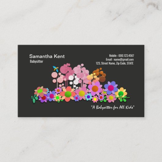 Helle Blume Galore Nanny Business Card Visitenkarte (Vorderseite)